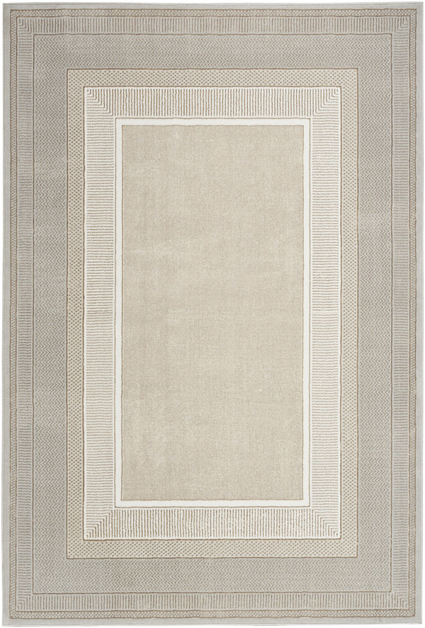 Homeroots 4' X 6' Gray And Ivory Geometric Non Skid Area Rug  Polyester 553429