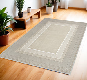 Homeroots 4' X 6' Gray And Ivory Geometric Non Skid Area Rug  Polyester 553429