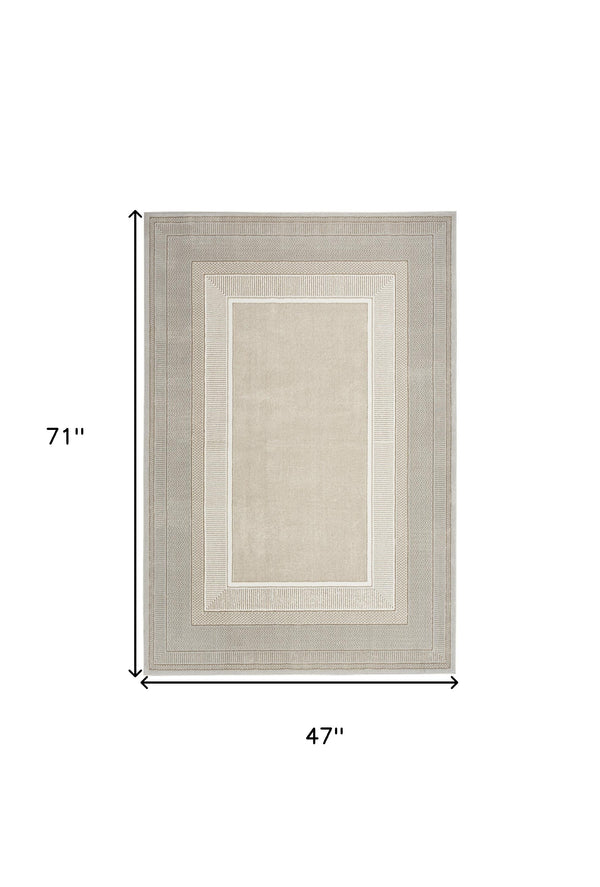 Homeroots 4' X 6' Gray And Ivory Geometric Non Skid Area Rug  Polyester 553429