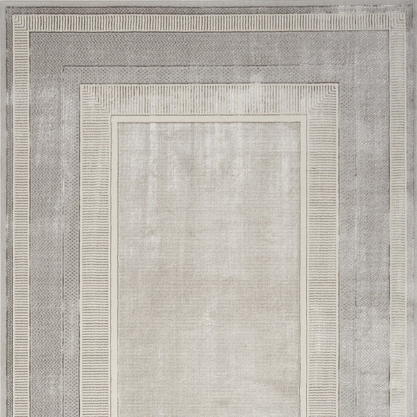 Homeroots 4' X 6' Silver And Ivory Geometric Non Skid Area Rug  Polyester 553430