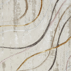 Homeroots 4' X 6' Ivory Black And Brown Abstract Non Skid Area Rug  Polyester 553432