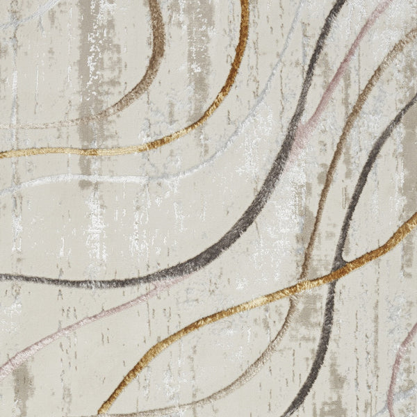 Homeroots 4' X 6' Ivory Black And Brown Abstract Non Skid Area Rug  Polyester 553432