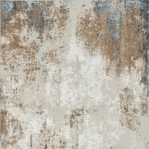 Homeroots 4' X 6' Ivory Charcoal And Taupe Abstract Distressed Non Skid Area Rug  Polyester 553436