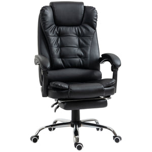 English Elm HOMCOM Ergonomic Executive Office Chair with Recline & Retractable Footrest, PU Leather, Lumbar Support W2225P229302