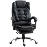 English Elm Homcom High Back Ergonomic Executive Office Chair, Pu Leather Computer Chair With Retractable Footrest, Lumbar Support, Padded Headrest and Armrest, Black