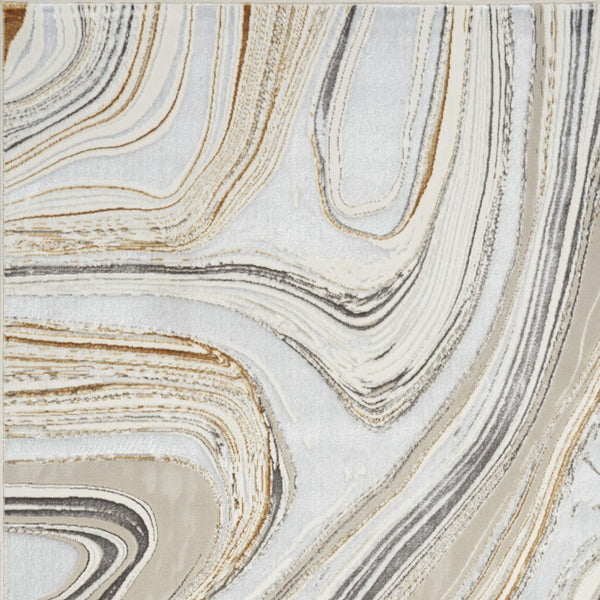 Homeroots 4' X 6' Ivory Gold And Gray Abstract Non Skid Area Rug  Polyester 553440