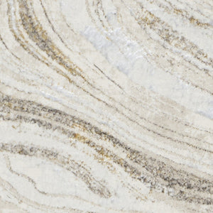 Homeroots 8' Ivory Gold And Gray Abstract Non Skid Runner Rug  Polyester 553441