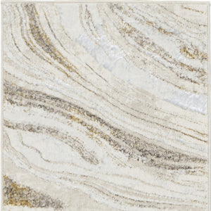 Homeroots 8' Ivory Gold And Gray Abstract Non Skid Runner Rug  Polyester 553441