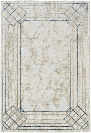Homeroots 4' X 6' Ivory Black And Taupe Geometric Non Skid Area Rug  Polyester 553444