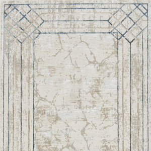 Homeroots 4' X 6' Ivory Black And Taupe Geometric Non Skid Area Rug  Polyester 553444