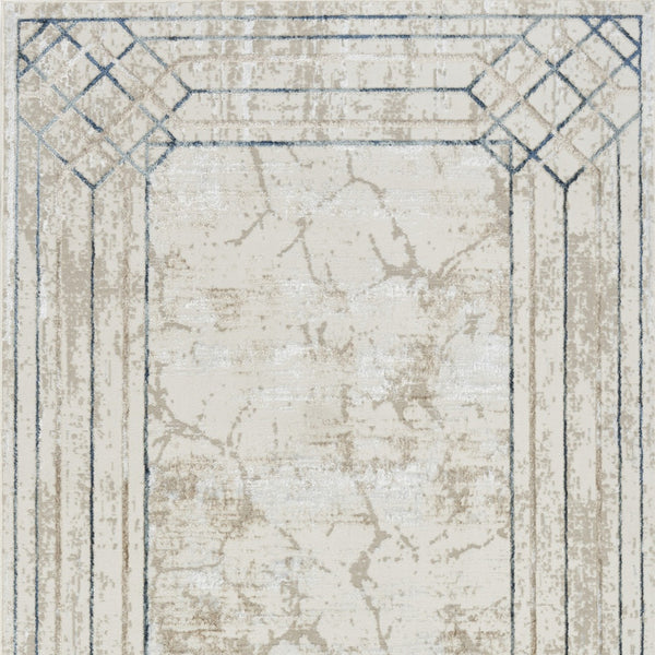 Homeroots 4' X 6' Ivory Black And Taupe Geometric Non Skid Area Rug  Polyester 553444