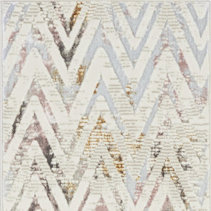 Homeroots 8' Ivory Black And Gray Chevron Distressed Non Skid Runner Rug  Polyester 553445