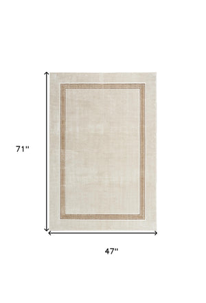 Homeroots 4' X 6' Gray Ivory And Cream Geometric Non Skid Area Rug  Polyester 553447