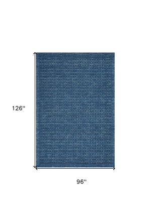 Wool Area Rug Solid Navy Plush Power Loomed Pile with Cotton Backing for Living Rooms
