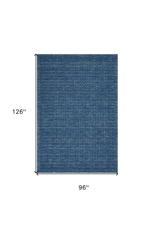 Wool Area Rug Solid Navy Plush Power Loomed Pile with Cotton Backing for Living Rooms