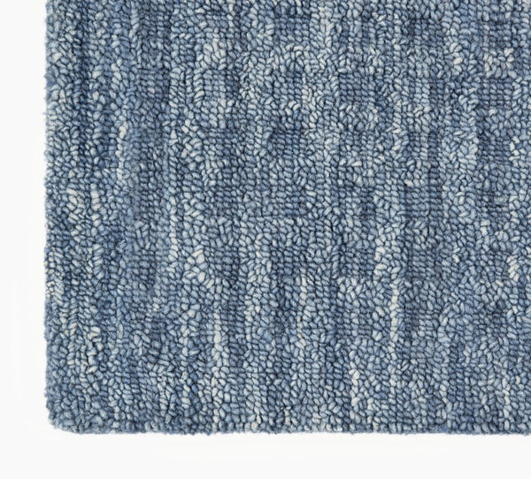 Wool Area Rug Solid Navy Plush Power Loomed Pile with Cotton Backing for Living Rooms