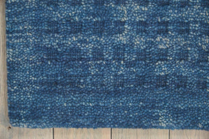 Wool Area Rug Solid Navy Plush Power Loomed Pile with Cotton Backing for Living Rooms