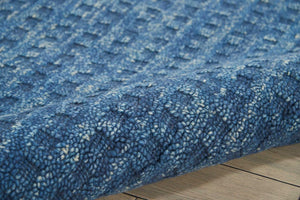 Wool Area Rug Solid Navy Plush Power Loomed Pile with Cotton Backing for Living Rooms