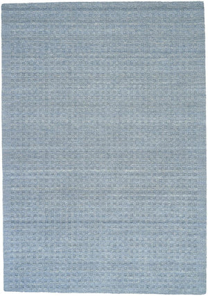 Solid Denim Blue Wool Area Rug Plush Power Loomed for Living Room and Bedroom Floors