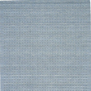Solid Denim Blue Wool Area Rug Plush Power Loomed for Living Room and Bedroom Floors