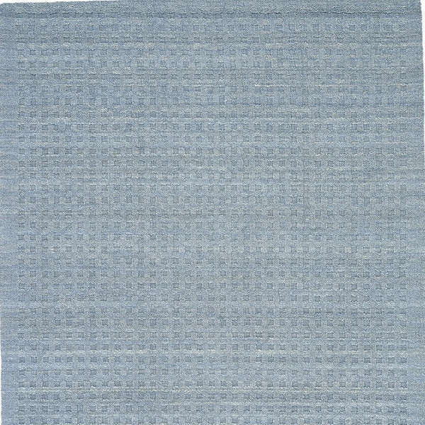 Solid Denim Blue Wool Area Rug Plush Power Loomed for Living Room and Bedroom Floors