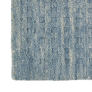 Solid Denim Blue Wool Area Rug Plush Power Loomed for Living Room and Bedroom Floors