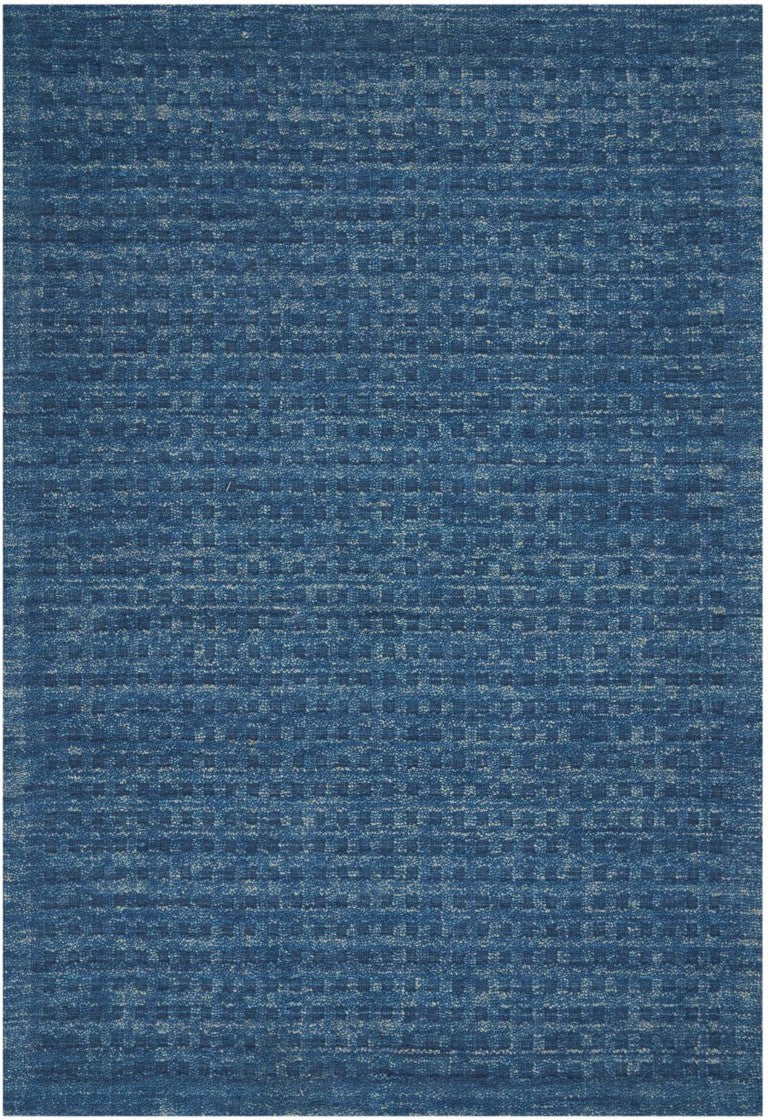 HomeRoots Wool Area Rug Solid Navy Plush Power Loomed Pile with Cotton Backing for Living Rooms 7' x 10' 553458