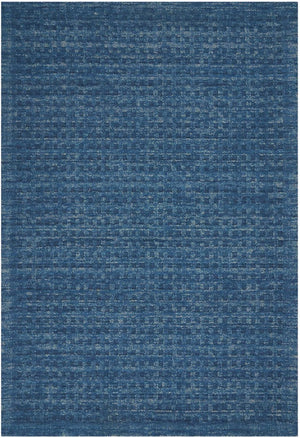 HomeRoots Wool Area Rug Solid Navy Plush Power Loomed Pile with Cotton Backing for Living Rooms 7' x 10' 553458