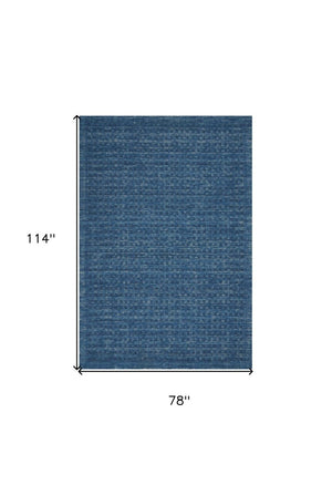 Wool Area Rug Solid Navy Plush Power Loomed Pile with Cotton Backing for Living Rooms