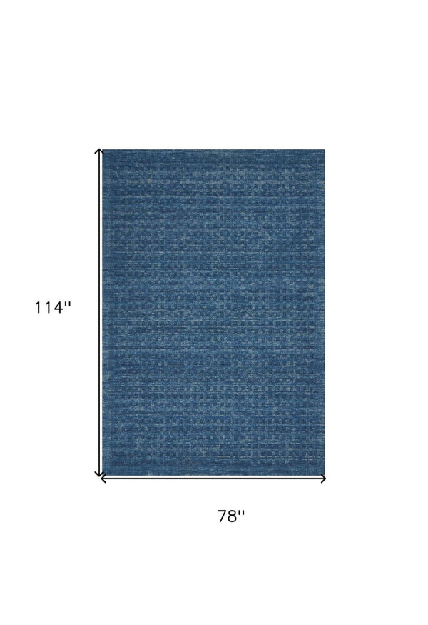 Wool Area Rug Solid Navy Plush Power Loomed Pile with Cotton Backing for Living Rooms