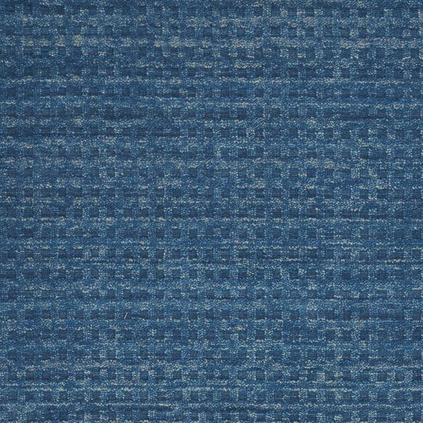 Wool Area Rug Solid Navy Plush Power Loomed Pile with Cotton Backing for Living Rooms
