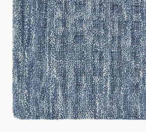 Wool Area Rug Solid Navy Plush Power Loomed Pile with Cotton Backing for Living Rooms