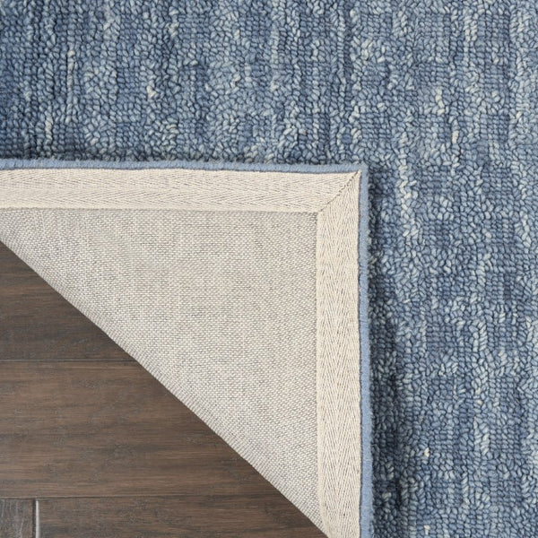 Wool Area Rug Solid Navy Plush Power Loomed Pile with Cotton Backing for Living Rooms