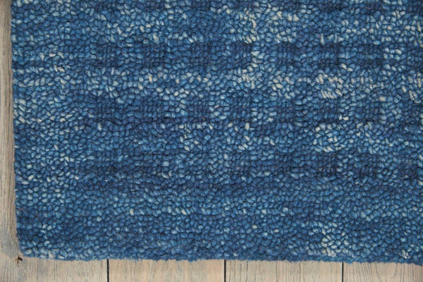 Wool Area Rug Solid Navy Plush Power Loomed Pile with Cotton Backing for Living Rooms