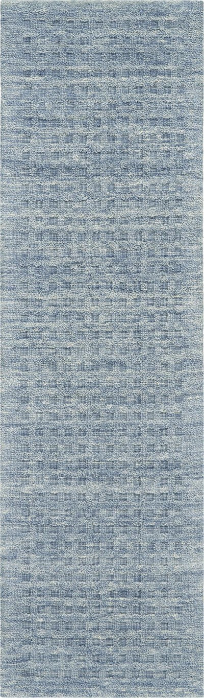 HomeRoots 8 Foot Blue Wool Shag Runner Rug for Hallways Entryways and High Traffic Spaces 553466