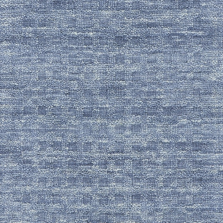 8 Foot Solid Blue Wool Runner Rug Plush Pile Hallway Entryway Contemporary Decor