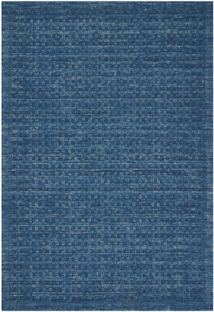 Wool Area Rug Solid Navy Plush Power Loomed Pile with Cotton Backing for Living Rooms