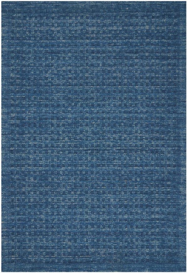 Wool Area Rug Solid Navy Plush Power Loomed Pile with Cotton Backing for Living Rooms