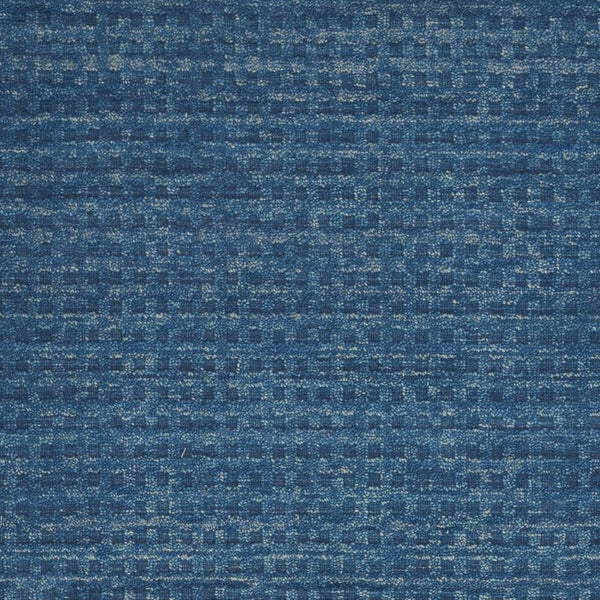 Wool Area Rug Solid Navy Plush Power Loomed Pile with Cotton Backing for Living Rooms