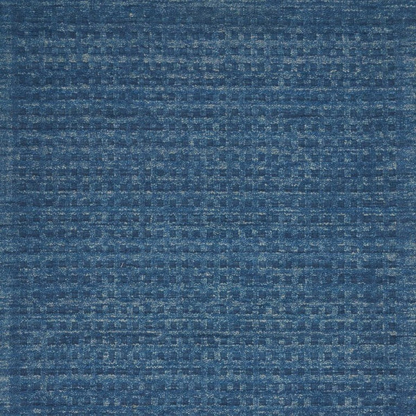 Wool Area Rug Solid Navy Plush Power Loomed Pile with Cotton Backing for Living Rooms