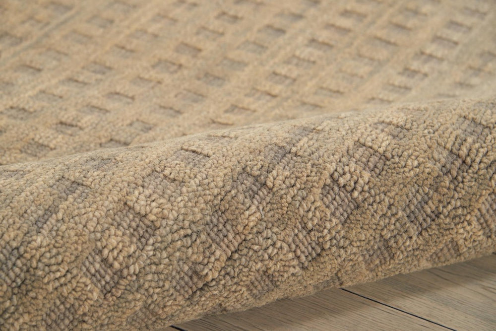 HomeRoots Plush Wool Area Rug Power Loomed Long Pile Neutral Tone for Living Room or Bedroom 5' x 8' 553480
