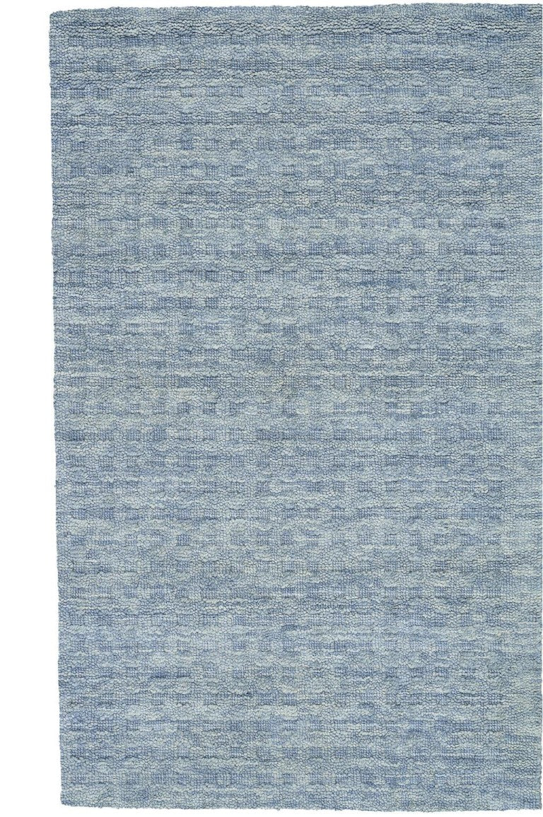 HomeRoots Solid Denim Blue Wool Area Rug Plush Power Loomed for Living Room and Bedroom Floors 4' x 6' 553483