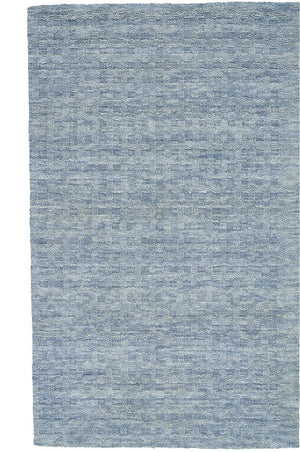 HomeRoots Solid Denim Blue Wool Area Rug Plush Power Loomed for Living Room and Bedroom Floors 4' x 6' 553483
