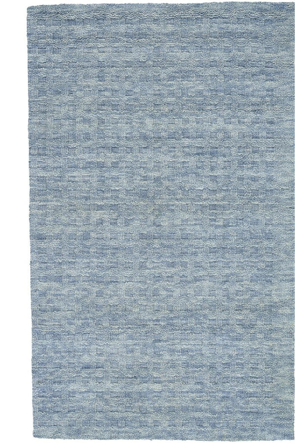 HomeRoots Solid Denim Blue Wool Area Rug Plush Power Loomed for Living Room and Bedroom Floors 4' x 6' 553483