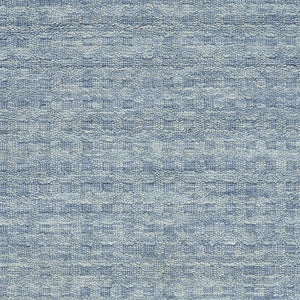 Solid Denim Blue Wool Area Rug Plush Power Loomed for Living Room and Bedroom Floors