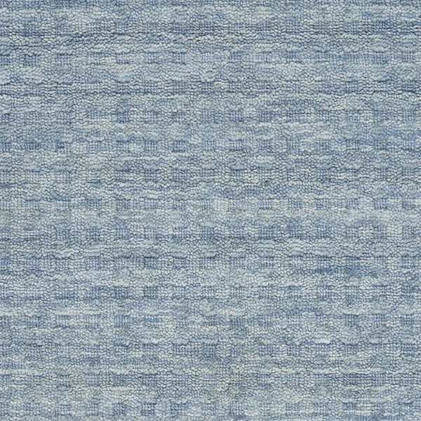 Solid Denim Blue Wool Area Rug Plush Power Loomed for Living Room and Bedroom Floors