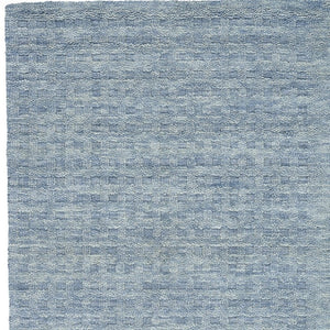 Solid Denim Blue Wool Area Rug Plush Power Loomed for Living Room and Bedroom Floors