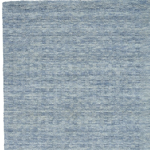 Solid Denim Blue Wool Area Rug Plush Power Loomed for Living Room and Bedroom Floors