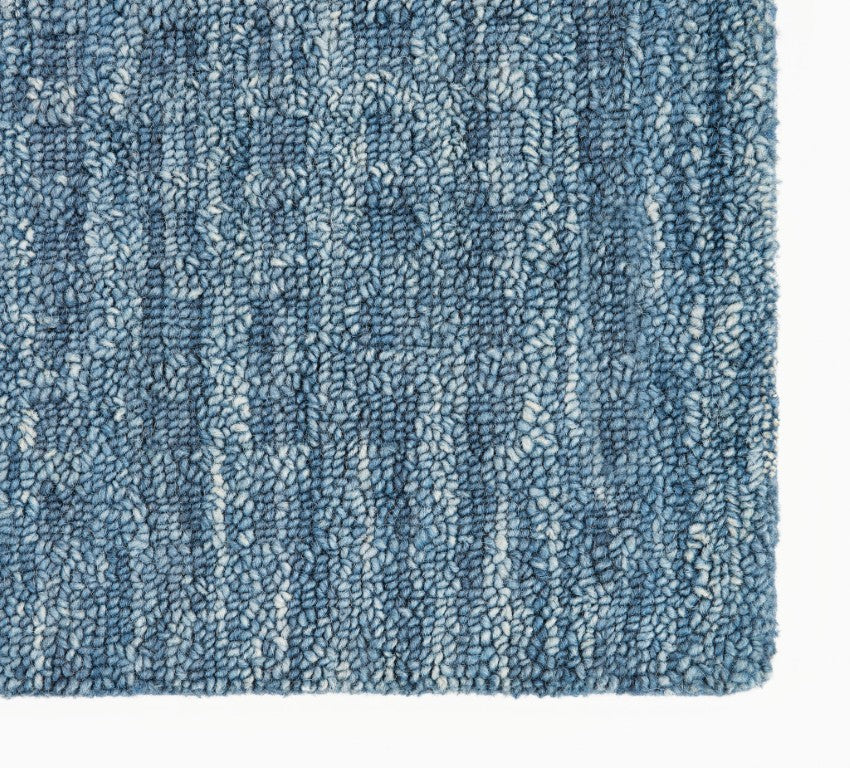Handmade Wool Shag Area Rug Plush High Pile Blue Accent for Living Room or Bedroom Decor