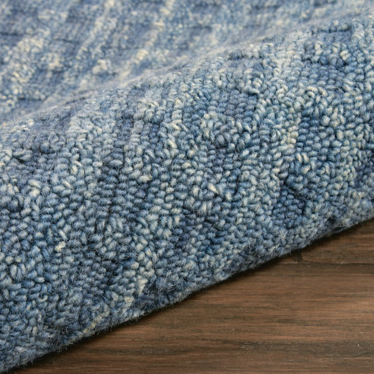 Handmade Wool Shag Area Rug Plush High Pile Blue Accent for Living Room or Bedroom Decor